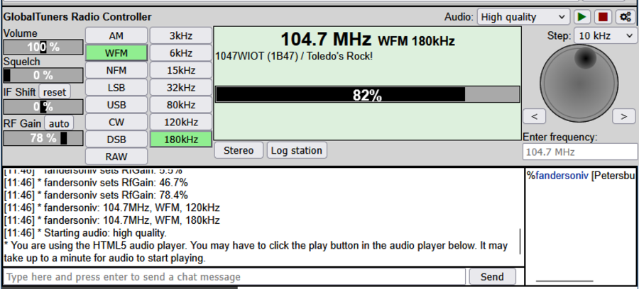 GlobalTuners receiver controller screenshot
