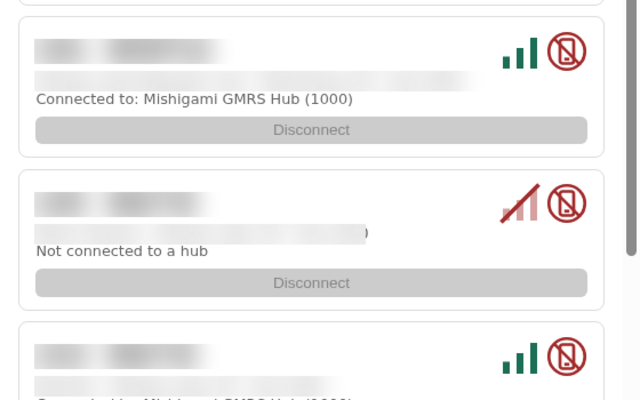 Node directory table preview, member details blurred